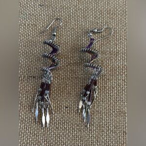 Native American Indian Design Spiral Dangle Earrings Hook